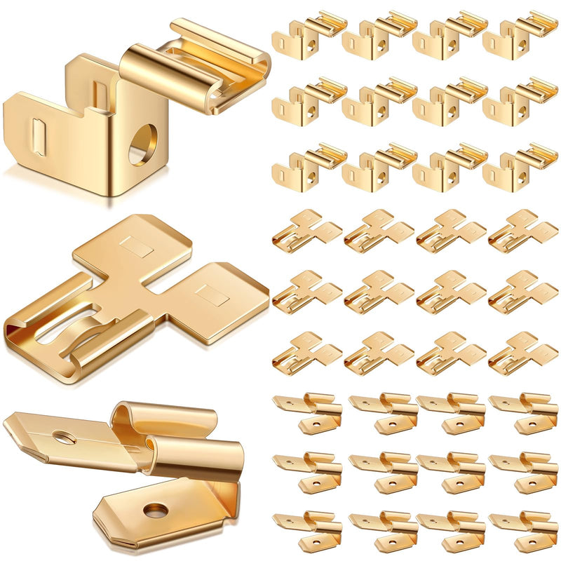 36 Pcs Electrical Quick Splice Wire Terminals, 12 Pcs Piggyback Spade Connectors, 12 Pcs Double Spade Connector and Chair Terminal Quick Disconnect Adapter 1/4" 2 Male and 1 Female Tabs