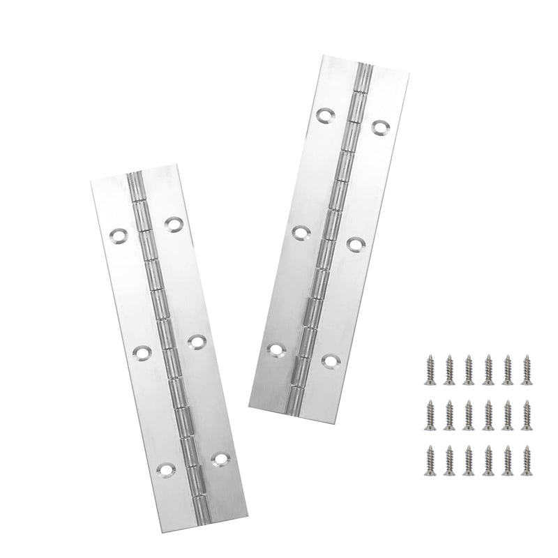 2PCS Silver 6-Inch Heavy Duty Stainless Steel Piano Hinge,2" Open Width Continuous Piano Hinges for Wood Furniture Tool,Piano Cabinets, Includes Pre-Drilled Holes and Screws. 6"-2PACK