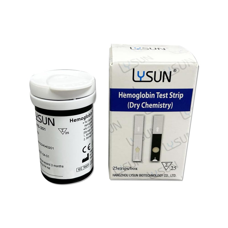 Lysun BHS-201 New Upgraded Version Hemoglobin Test Strips 25pcs, White | For BHM-202 Hemoglobin Meter