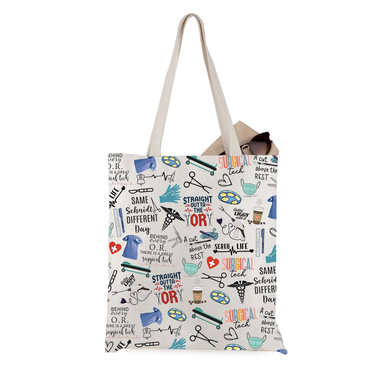 WCGXKO Surgical Tech Gift National Surgical Technologists Week Tote Bag surgical tech Graduation gift Beige