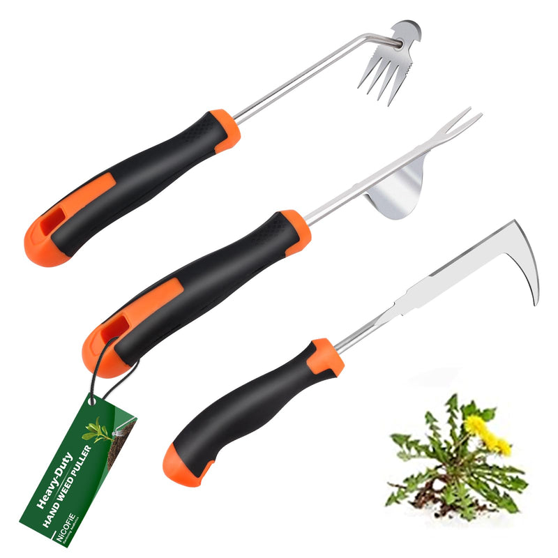 2025 Hand Weeder Tool, Rubber Handle Manual Weeder Puller Tool, Uprooting Weeding Tools, Crack Weeder Crevice, 4 Teeth Weeding Tool, Weeding Artifact Tool for Gardening(3 Pcs) All-purpose(3 Pcs)