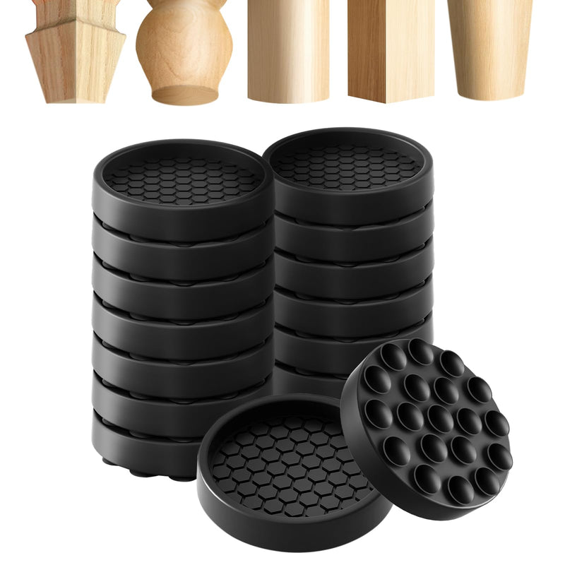 16 Pcs Furniture Coasters for Hardwood Floors, BOIVSHI Round Furniture Grippers for Hardwood Floors, 2” Furniture Pads Non Slip, No Slide Furniture Cups Floor Protector for Bed Couch Stoppers (Black) Black 2" x 2" - 16 Pcs