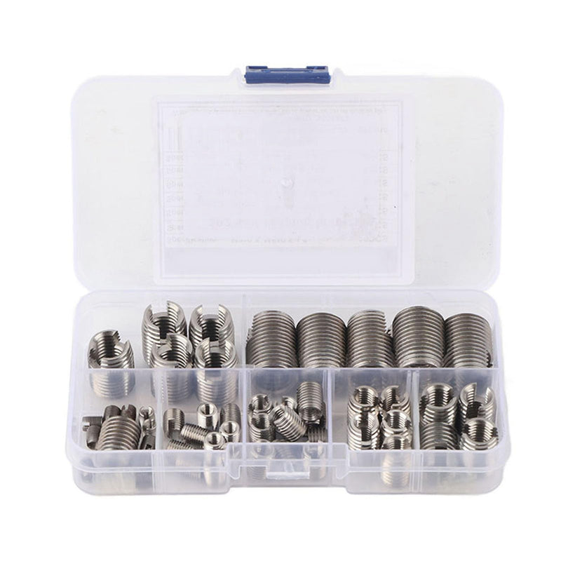 50Pcs Quick Thread Insert with Storage Case, 302 Stainless Steel Inner Thread Self Tapping Thread Inserts Set, High Hardness and Low Abrasion Thread Reinforce Repair Tool