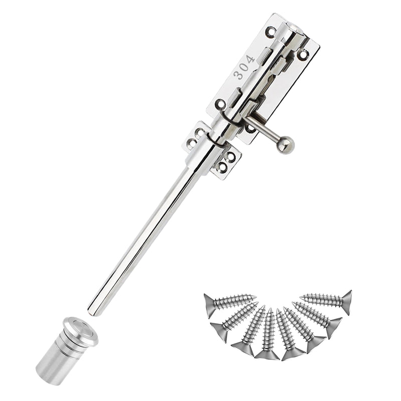 Slide Bolt Gate Latch Solid Gate Lock Heavy Duty 304 Stainless Steel Barrel Bolt Lock Security Guard Door Latches Thickened Gate Hardware with Dust Canister for Barn Fence Shed Basement 1pc 12 Inch