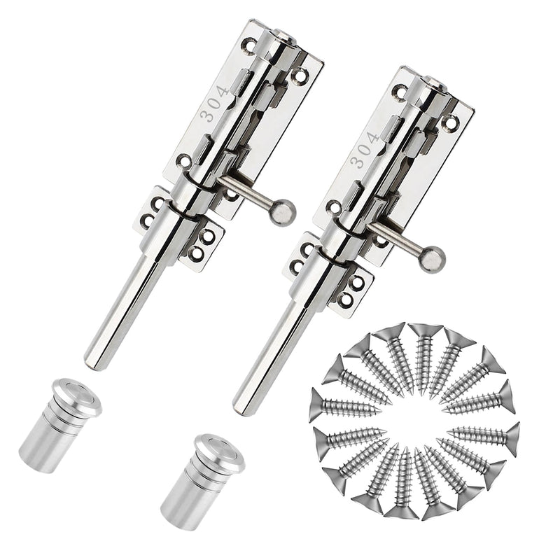 Slide Bolt Gate Latch Solid Gate Lock Heavy Duty 304 Stainless Steel Barrel Bolt Lock Security Guard Door Latches Thickened Gate Hardware with Dust Canister for Barn Fence Shed Basement 2pc 8in