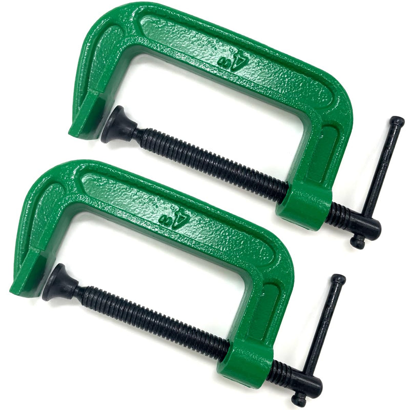 4 Inch C-Clamp Set, Heavy Duty Steel C Clamp Industrial Strength C Clamps for Woodworking, Welding, and Building (2Pcs, Green) (2pcs, Green)