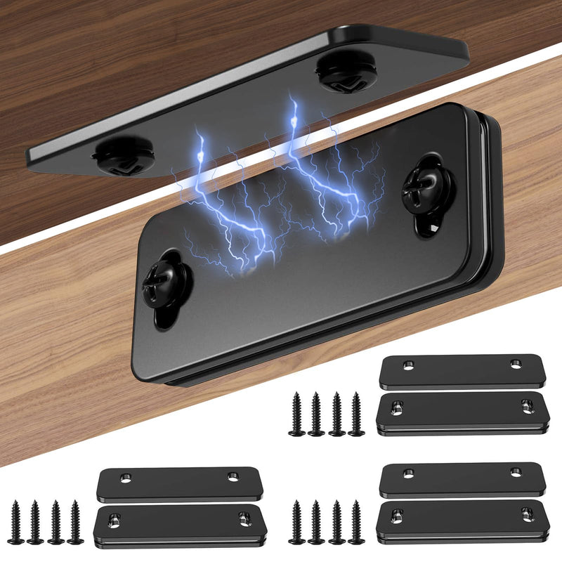 Ultra Thin Cabinet Door Magnets Catch,Magnetic Door Catch,Cabinet Latch Magnetic Closures for Kitchen Closet and Cupboard Wardrobe (Black Magnetic 4P) Black Magnetic 4P