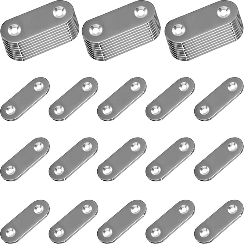 30PCS Straight Brace Brackets 1.42 Inch Stainless Steel Flat Mending Plates, Repair Fixing Joining Brackets for Wood Furniture with Screws 1.42"/ 36mm (30Pcs)