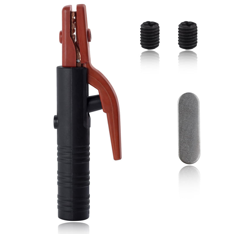 Welding Electrode Holder 500AMP Heavy Duty Jaw Holding Plier Electrode Clamp of Welding Machine ARC Welder American Design pure copper Brass Materials for MMA Stick Electrode Welding TPR-Orange 8.5"