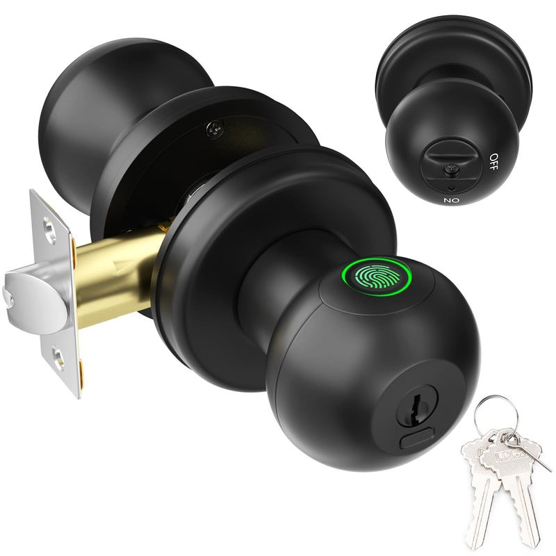 FITNATE Fingerprint Door Lock, Smart Fingerprint Door Knob, Biometric Door Lock Keyless Entry Door Knob for Bedroom, Apartment, Hotel, Office
