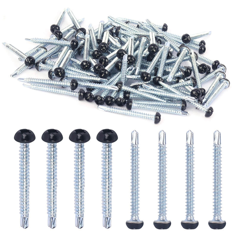 Pan Head Self Drilling Screws #8 X 1-1/2 inch Four Drive self-Tapping Drill Screws RV Black Scre-ws 200pcs