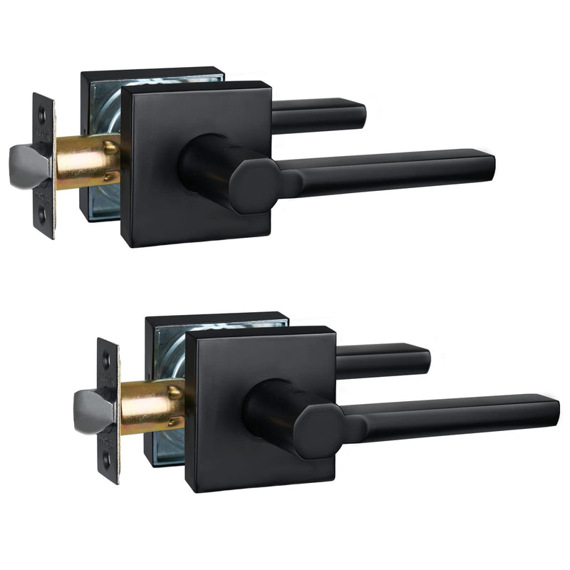 Passage Door Lever, No-Locking Hall/Closet Door Handle, Heavy Duty Lever Door Handle Interior, Matte Black Finish, Right&Left Handed (2Pack) 1601-PS-2P 2