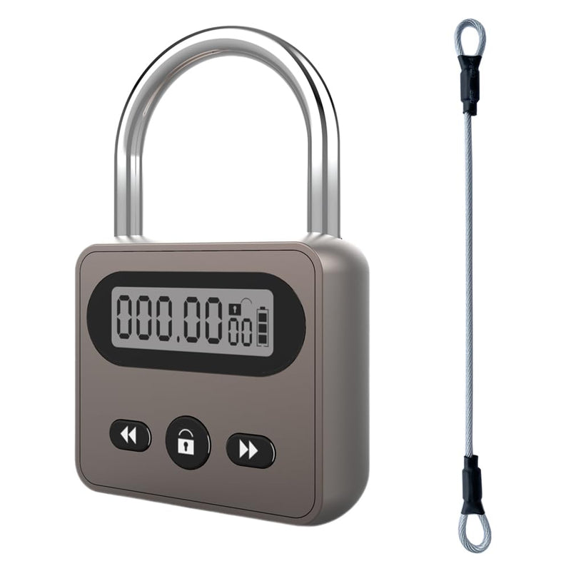999 Hour Metal Timer Lock, Max Timing Over 1 Month with LCD Display Multi-Function Electronic Time, USB Rechargeable Timer Padlock for Kitchen Cabinets, Phones, Snack, Liquor, Game Consoles (Black)