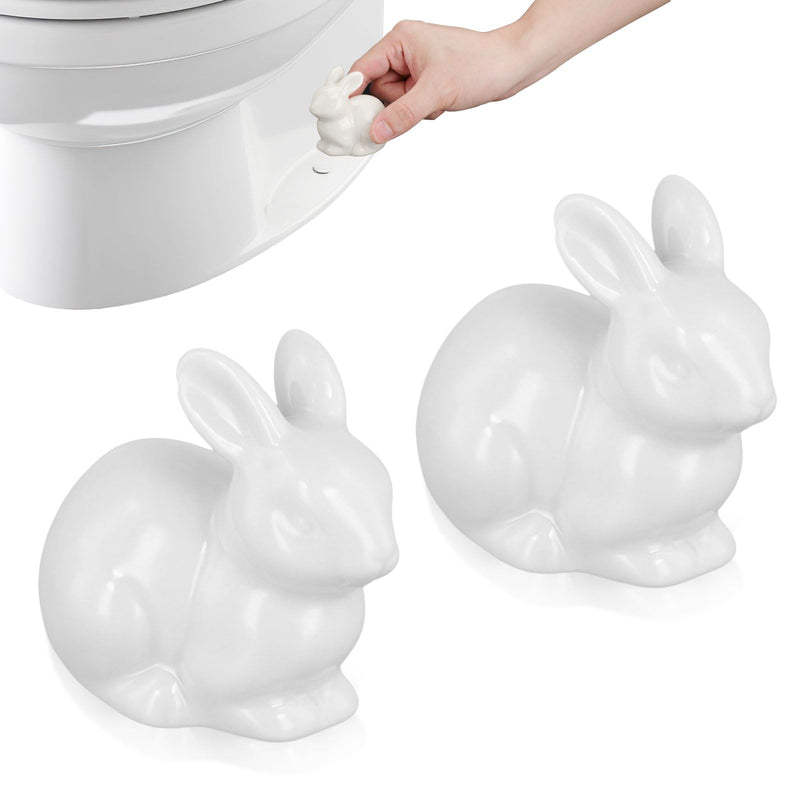 2PCS Toilet Bolt Covers, Decorative Toilet Screw Covers Cute Hidden Toilet Screw Caps for Bottom of Toilet Fits Most Bolts (Ceramic Rabbit Style)