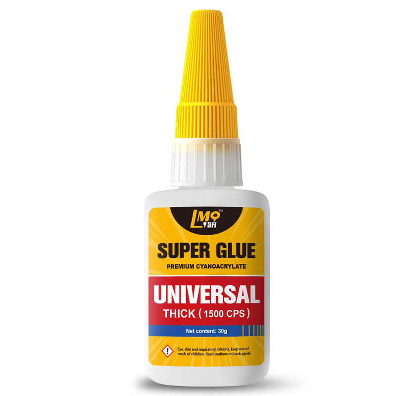 Super Glue Clear Thick CA Glue, Cyanoacrylate Adhesive for Shoe Sole Ceramic Repair Plastic Leather Glass Model Metal Boot Wood Pottery Aquarium Fletching Porcelain Stone, Instant Bonding Waterproof Thick 30g