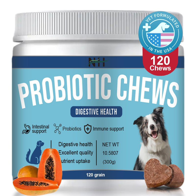 Probiotics & Enzymes Chews with Papaya | Pumpkin | Krill oi for Dogs & Cats Gut Health | No Poop Odor | Constipation | Diarrhea | Relieve Anal Gland Relief | Digestive | Immune - Vet Approved - PawsPlanet Australia