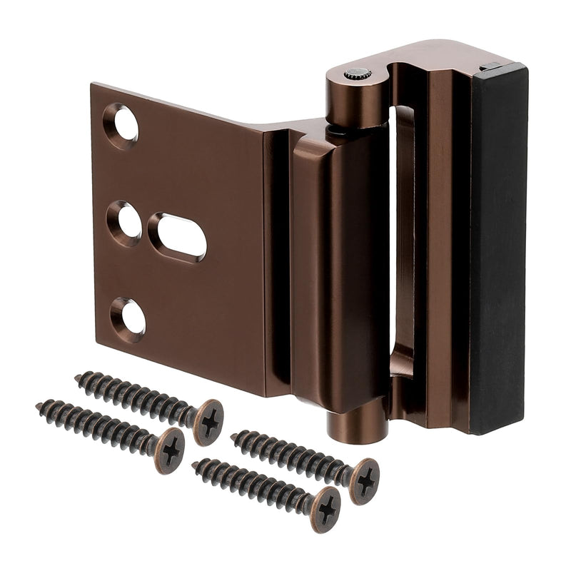 PATIKIL Home Security Door Lock, 3" Stop Door Reinforcement Lock Withstand 800 Lbs High-Security Aluminum Door Latch Stopper with Screws for Home Safety Privacy, Brown