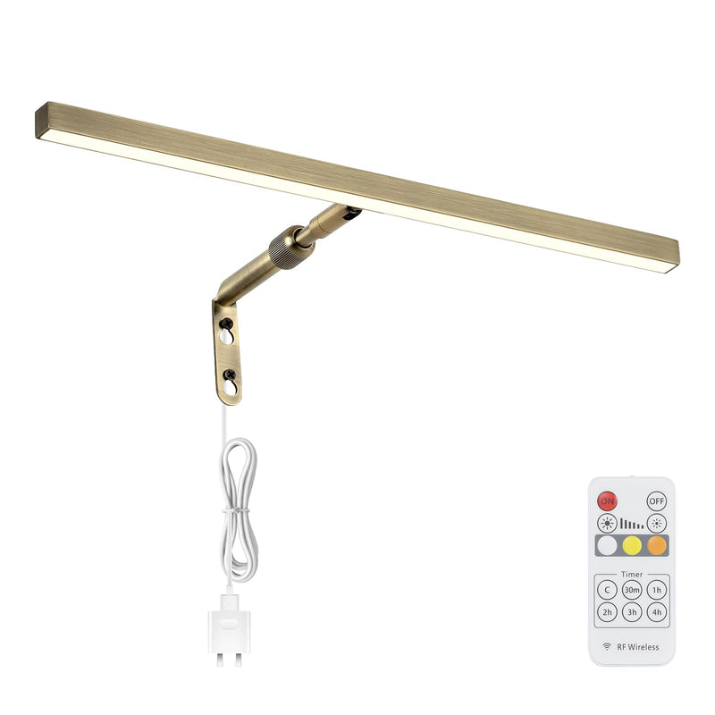 LED Picture Lights for Paintings Plug in, 16 Inch 4W Adjustable Art Light Gallery Wall Light for Display Art Work, Antique Brass Finish, CRI90+, 3000K Warm White 15.7inch,1 pack