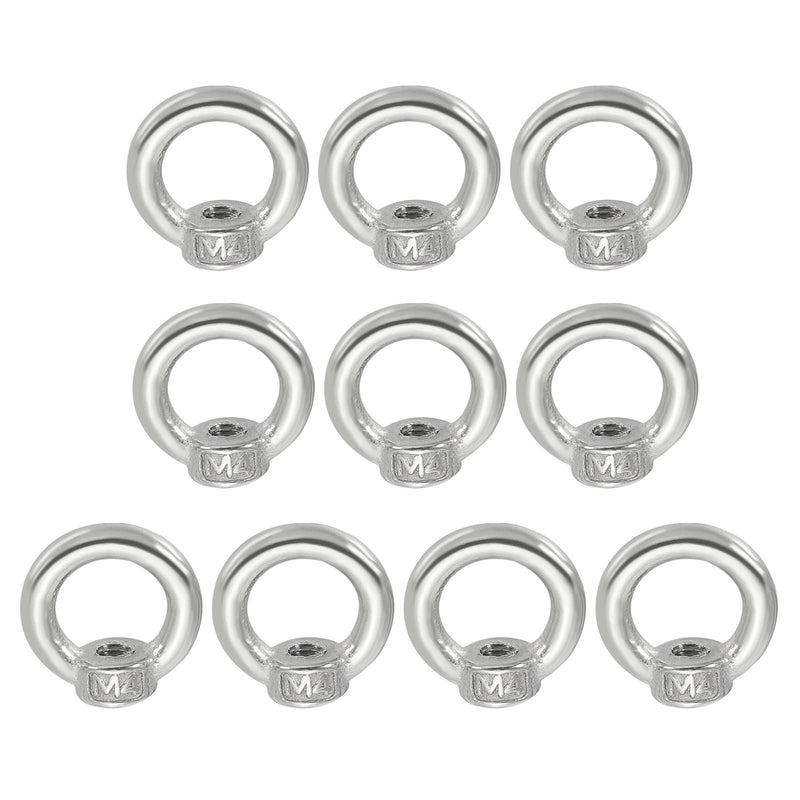 PATIKIL Lifting Eye Nut M4, 10Pcs 304 Stainless Steel Female Thread Nuts Fastener Shoulder Metric Ring for Marine 10