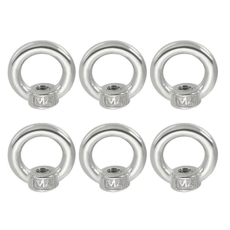 PATIKIL Lifting Eye Nut M4, 6Pcs 304 Stainless Steel Female Thread Nuts Fastener Shoulder Metric Ring for Marine 6