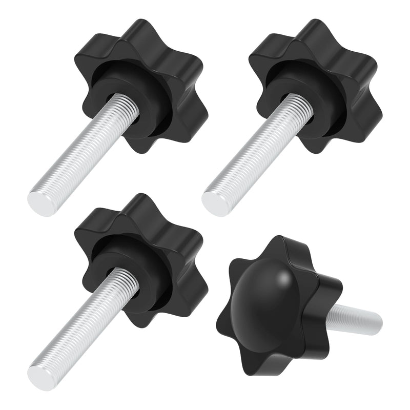 Aifeier ET 4 Pcs M8 x 40mm Knurled Thread Clamping Knob Handle, Plum 7 Star Knob Shaped Hand Grips Screw-On Type Thru Threaded Knob Nuts Tightening Screw for Umbrella Base Replacement M8*40