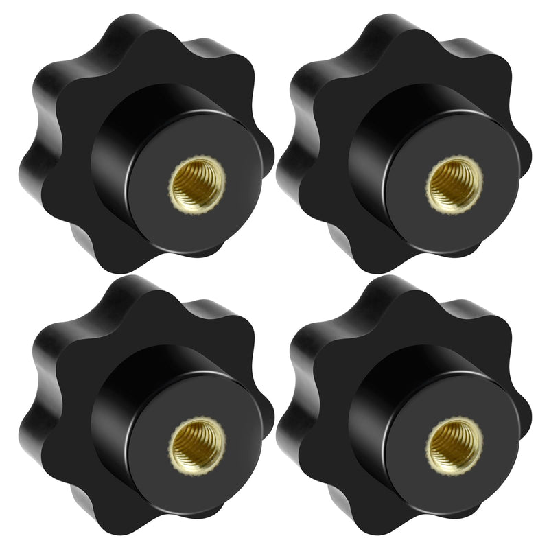 Aifeier ET 4 Pcs M8 Knurled Thread Clamping Knob, Plum 7 Star Knob Shaped Hand Grips Screw-On Type Thru Threaded Knob Nuts