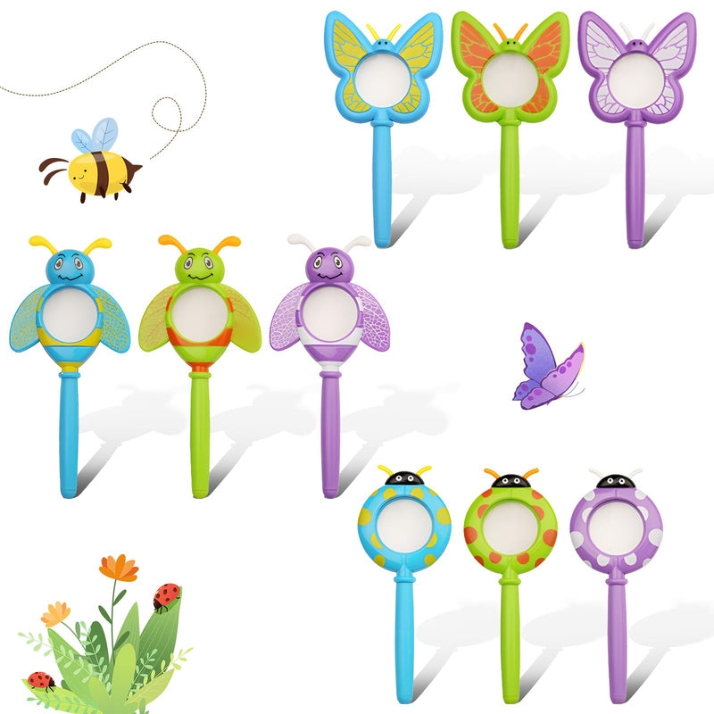 9 Pcs Insect-Shaped Handheld Magnifying Glasses - Butterfly/Bee/Ladybug Bug Magnifiers for Teens, Outdoor Exploration Tools for Adolescents, Ideal Educational Learning Gifts