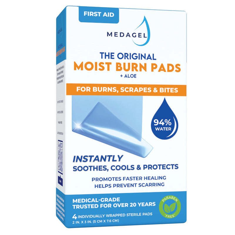 The Original Moist Burn Pad - Hydrogel Healing Pads, Soothing & Moist Skin Care Patch for Burns & Wounds, 2” x 3” Dressing 2x3