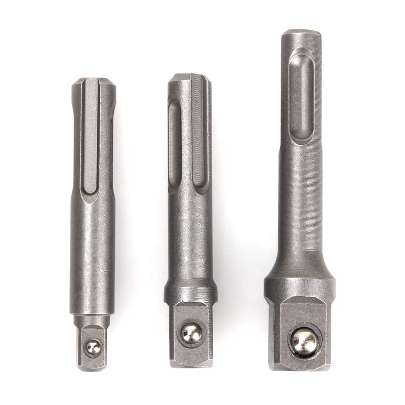 3 Pcs Drill Bit Adapter, 1/4 3/8 1/2 Air Hammer Socket Adapter, SDS Plus Socket Adapter Set for SDS Plus Hammer Drill