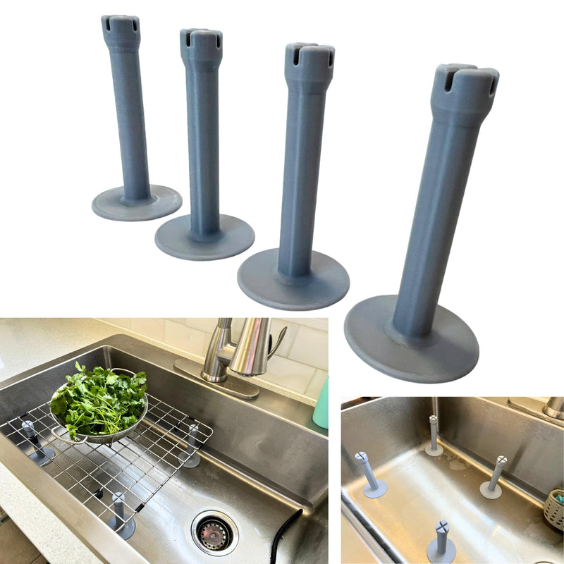 GridRisers - Standoff Feet for Kitchen Sink Grids - Turn Your Sink Grid to an Elegant in-Sink Dish Rack that Elevate and Help Dry Your Dishes Faster