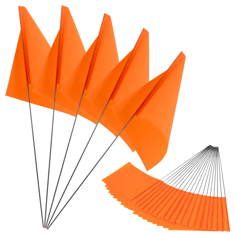 Marking Flags - 30 Pack Yard Flags 13x4x5 Inch Lawn Flags Markers Wire Flags for Marking The Ground Yard Marking Flags Flag Markers for Yard Utility Flags Irrigation Flags Fence Flags Orange Mark Flags