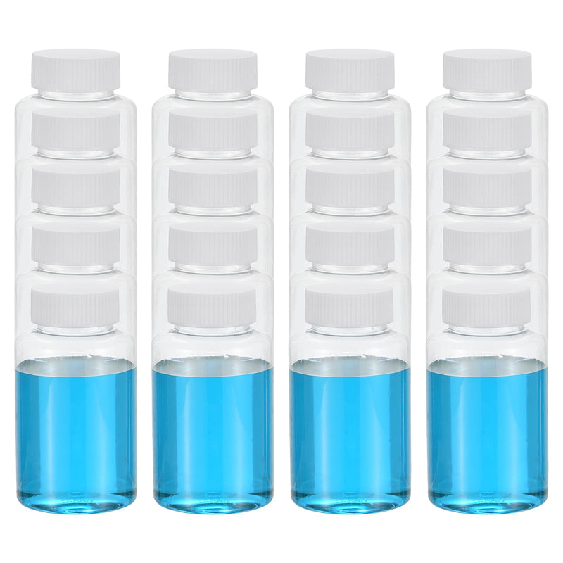 PATIKIL 20 Pcs 150ml Reagent Bottles, PET Wide Mouth Round Bottles with Screw Cap for Lab Water Reagent Liquids Solid Sample Storage Seal, Transparent