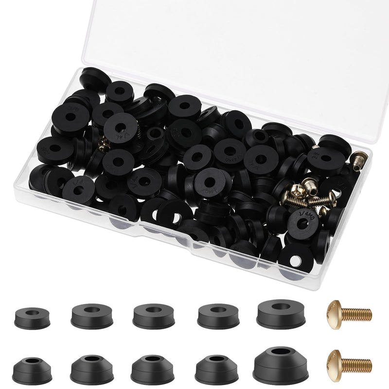 Faucet Rubber Washers, 116 PCS Outdoor Faucet Repair Kit with Assorted Flat Washers, Beveled Washers and Brass Bibb Screws Faucet Washer Assortment Kit Garden Hose Repair Kit for Repairing Faucet Leak