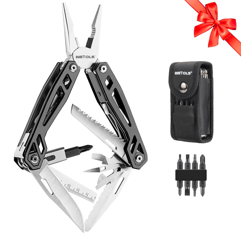 WETOLS Multitool Valentines Day Gifts for Him Boyfriend Husband, 21-in-1 Pliers Mens Gifts Birthday Gifts for Men Dad Grandpa, Self-locking Multi Tool EDC Versatile Tool for Outdoors, DIY, Home,Garden ‎titanium Grey