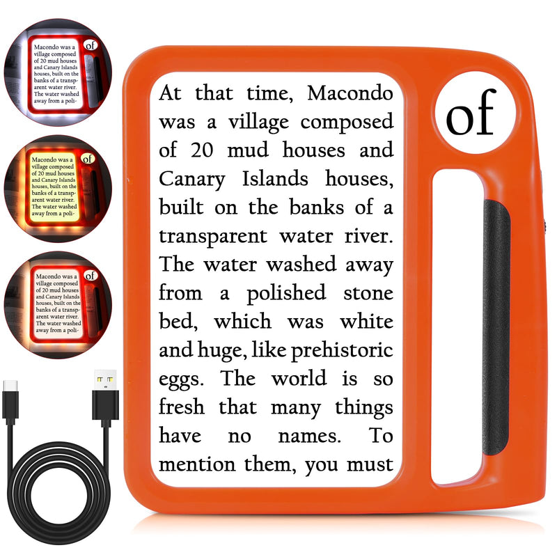 5X 10X Full-Page Magnifying Glass with Light, Rechargeable Handheld Magnifier with 3 Light Modes, 48 Lights, Clean Cloth Ideal Gift for Seniors Reading Books Inspection 5X 10X
