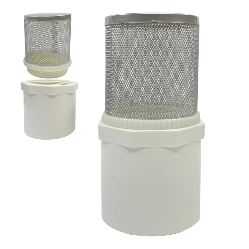 DN20 inch Stainless Steel Filter Cover Connected to 3/4" DN20 PVC Water Pipe, Suction Strainers Used to Remove Debris and Reduce Solid Entry