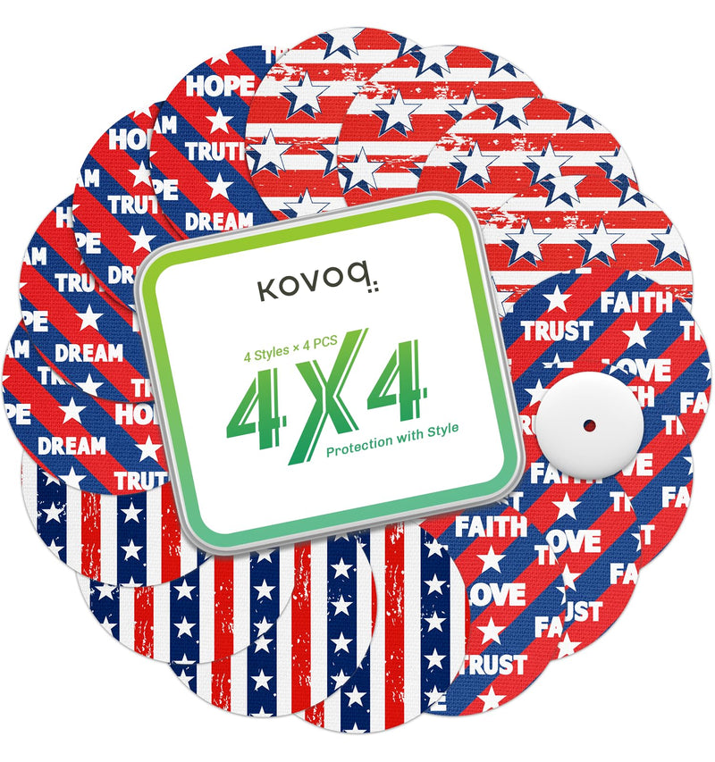 Freestyle Libre 3 Sensor Covers, 16 Printed Waterproof Libre 3 Covers, 1 Hardshell Cover for Enhanced Safeguard, Breathable, 14 Days Protection with Style (Patriot Collection) Printed 16+1 (Patriot)