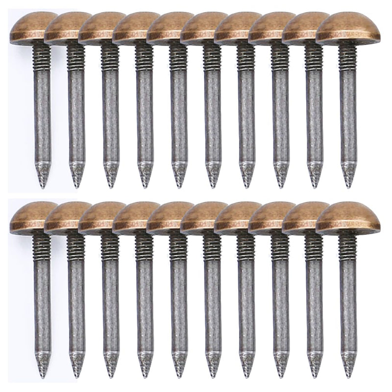 Tiazza 20Pcs Antique Brass Upholstery Tacks Drum Sofa Nails Cabinet Decorative Nail Pin (Bronze, 10mm) Bronze