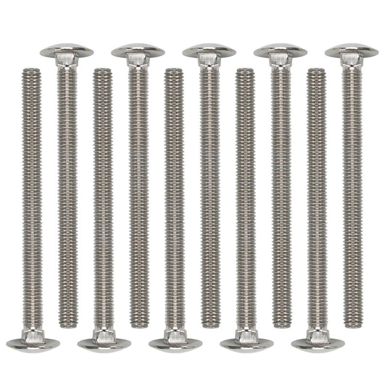 10PCS M6x80 Carriage Bolts, Fully Threaded with Square Neck and Round Head, Metric Stainless Steel Screws Coach Bolts (Thread Diameter: 6mm, Length: 80mm)