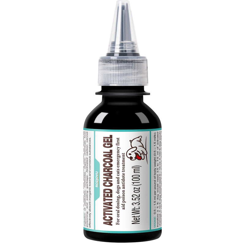 Activated Charcoal Gel for Dogs for Poisoning, 100 ml Dog First Aid Activated Charcoal, Quickly Absorbs Toxins Ready Rescue for Dogs， Supports Diarrhea & Gas Relief - PawsPlanet Australia