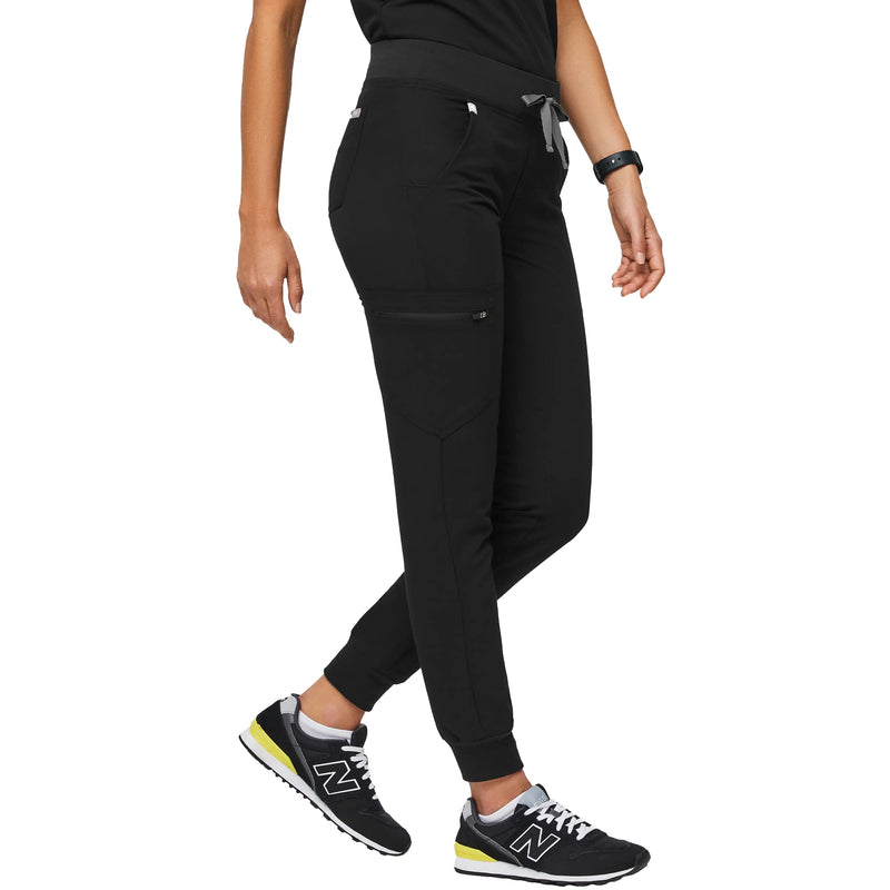 FIGS Zamora Jogger Style Scrub Pants for Women — Slim Fit, 6 Pockets, Yoga Waistband, Ribbed Ankle Cuffs, Anti-Wrinkle Petite Small Black - NewNest Australia