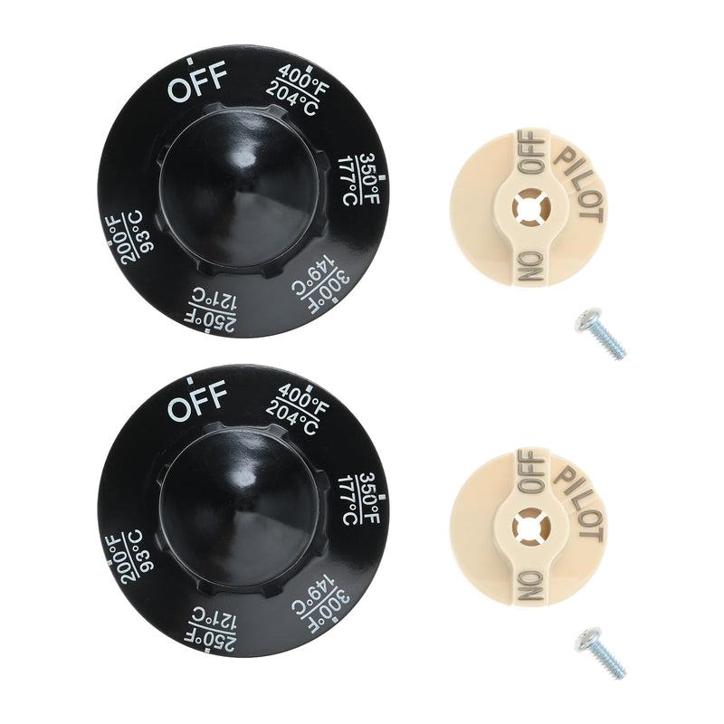 Temperature Control Valve Beige Pilot Dial Knob and 200-400°F Thermostat Dial Knob for Fryers, Range, Braising (Pack of 2)