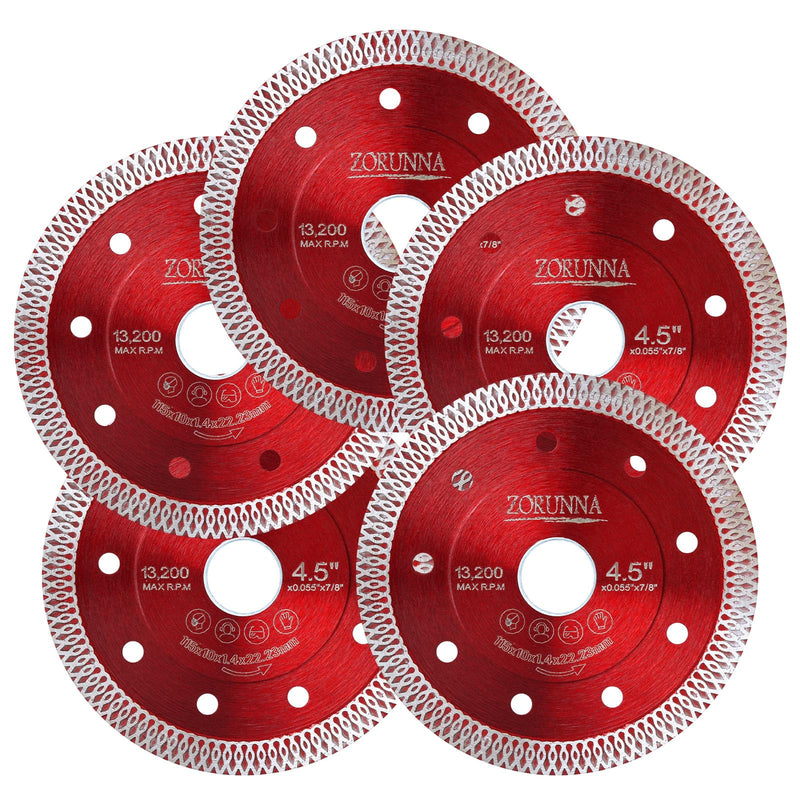5Pcs Diamond Saw Blades, 4-1/2" Tile Grinder Cutting Blade for Angle Grinder Tile, Super Thin Indestructible Disc for Grinder for Cutting Porcelain Ceramic Granite Marble Tile. 4.5" 5
