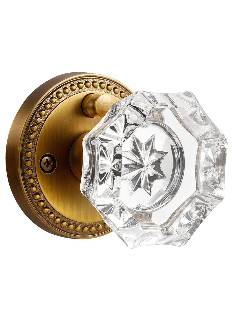 Antique Brass Door Knobs Crystal Door Knob Interior Privacy Door Knob for Bedroom and Bathroom Glass Door Knob,Zinc Alloy 1 Pack Antique Brass-Privacy