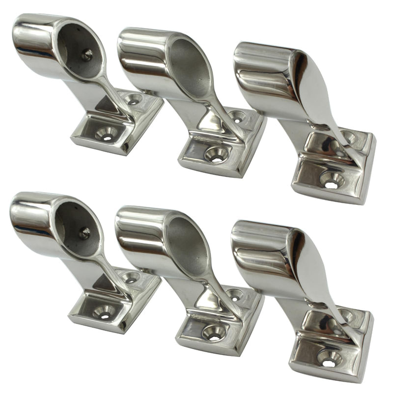 6pcs Boat Hand Rail Bracket, 316 Stainless Steel Boat Hand Rail Fitting, End-Right/Center/Front-Lift Bracket Stanchion for 1 inch OD Tube, Marine 60° Heavy Duty Boat Yacht Stanchion Fitting