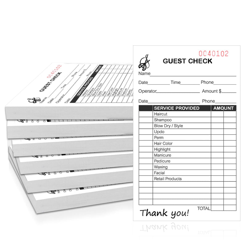 6 Pack Salon Check Pad Guest Checks Books Server Note Pads Waiter Checkbook Beauty Salon Receipt Ticket Book Barbershop Supplies 2.99×5 inch 100 Sheets for Salon Barber Shop 6