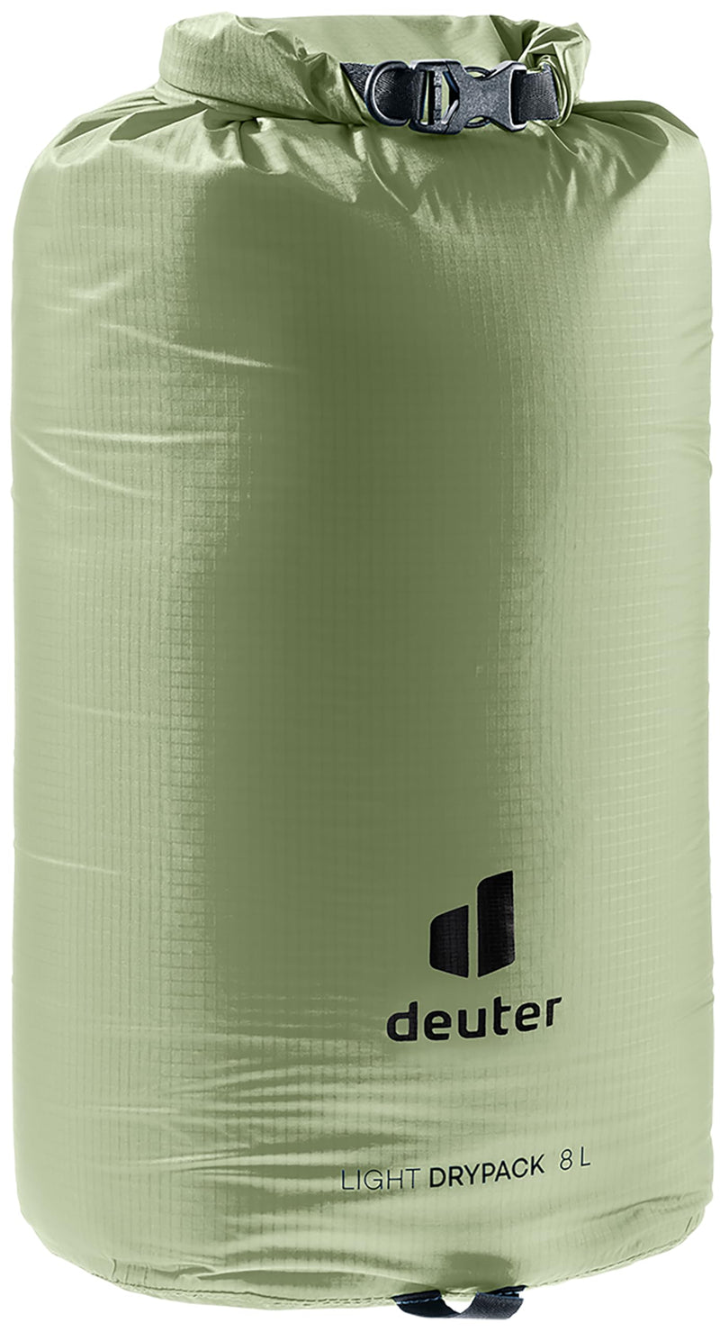 Deuter Light Drypack 8, Water-Resistant 8-Liter Ripstop Roll-Top Dry Pack Sack Keeps Gear Dry for Hiking, Trekking, Camping & Kayaking - Grove