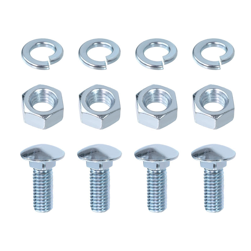 Front Rear Bumper Bolts Kit Capped Round Head Compatible with Ford 7/16-14x1-1/4 (4 Set); Long Carriage Chrome Bumper Bolts, Hex Nuts, and Lock Washers 1