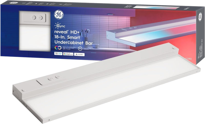 GE Cync Reveal HD+ Smart Undercabinet Light Fixture, Color Changing Undercab Light, Smart Wi-Fi Kitchen Light, Works with Alexa and Google Home, 18-in Bar 18 Inch Light Bar