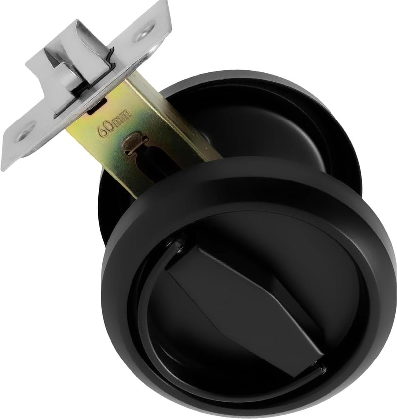 Stainless Steel 304 Black Round Recessed Door Lock, Hidden Recessed Install Cup Door Knob Lock, Recessed Door Handles Pulls Latch Knob, Pocket Door Handle Without Keys